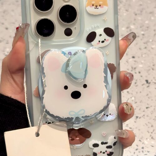 ins旋转蓝帽西高地磁吸支架适用于iphone16pro手机壳苹果15保护套14女款13新款16promax小众高级感max外壳