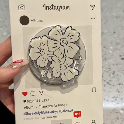 韩风ins素描花朵磁吸支架适用MagSafe手机强力吸附桌面懒人支架