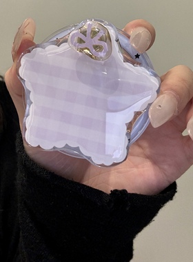 ins风紫色格纹星星磁吸支架适用MagSafe手机强力吸附桌面懒人支架