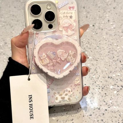 粉晕染蝴蝶小狗插画磁吸壳适用iPhone17promax/16PRO手机壳苹果13个性14promax简约15promax硬壳14PRO新款