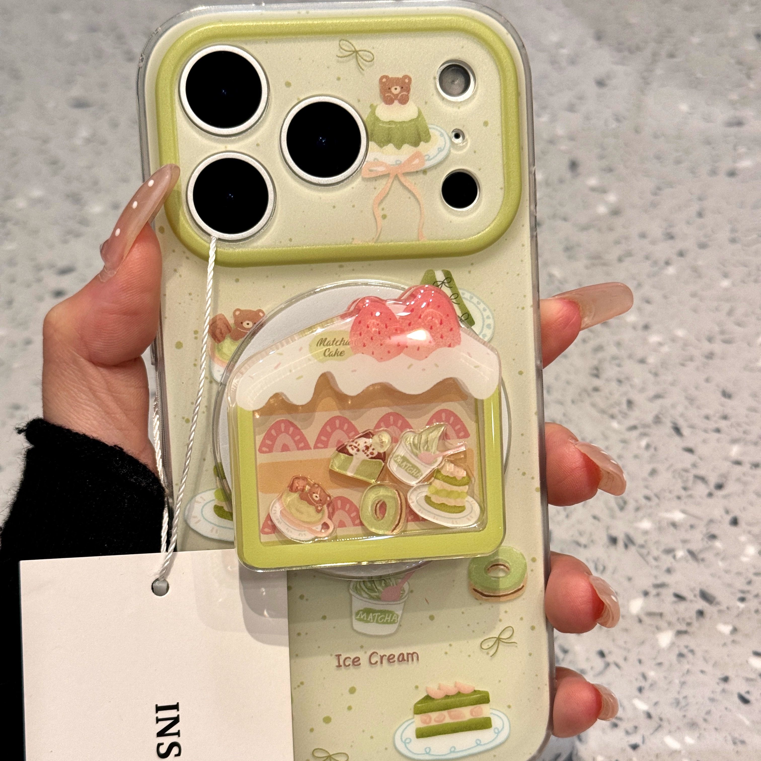 抹茶甜品蛋糕磁吸壳适用iPhone17promax/16PRO手机壳苹果13个性14promax防摔15pro硬壳14PRO摇摇乐磁吸支架,3C数码配件,手机保护套/壳,淘宝优惠券,粉丝福利购,淘宝优惠卷