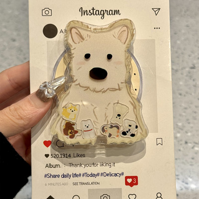 韩风ins可爱西高地磁吸支架适用MagSafe手机强力吸附桌面懒人支架