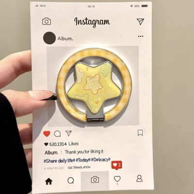 黄底波点格纹星星磁吸支架适用MagSafe手机强力吸附桌面懒人支架