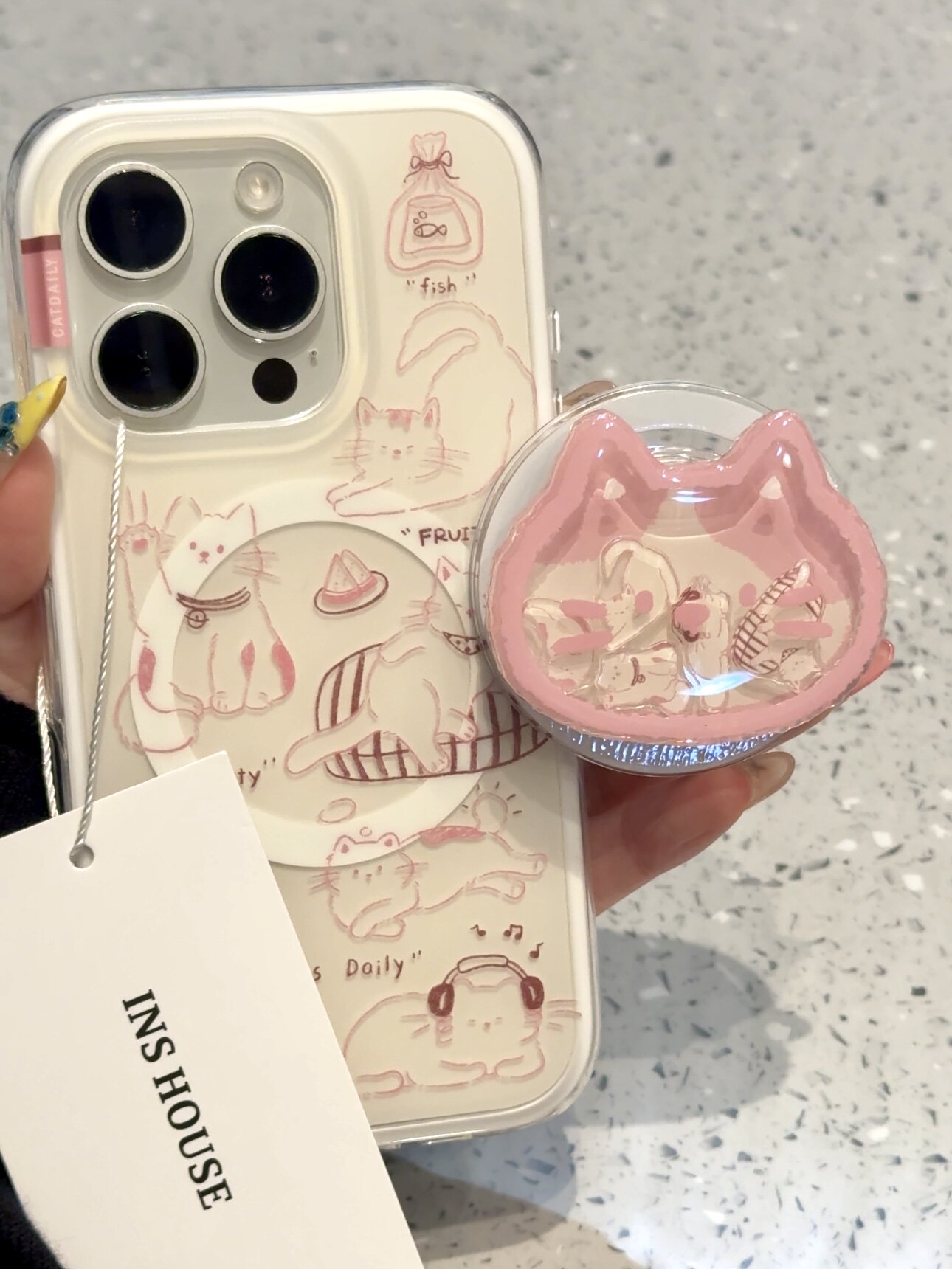 可爱线条猫咪磁吸壳适用iPhone17pro/15手机壳苹果13磁吸支架13promax个性14promax简约16promax硬壳14PRO