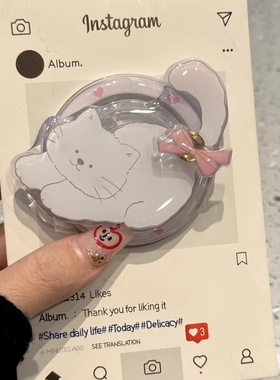 ins白色猫咪蝴蝶结转转磁吸支架适用MagSafe手机强力吸附桌面懒人