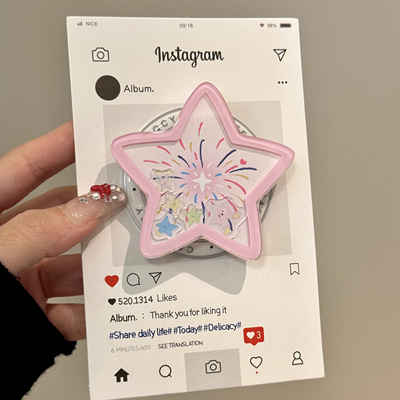 可爱粉星星摇摇乐磁吸支架适用MagSafe手机强力吸附桌面懒人支架