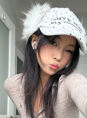 2025新款时髦复古亚比棒球帽女冬季保暖辣妹毛绒雪地帽护耳雷锋帽