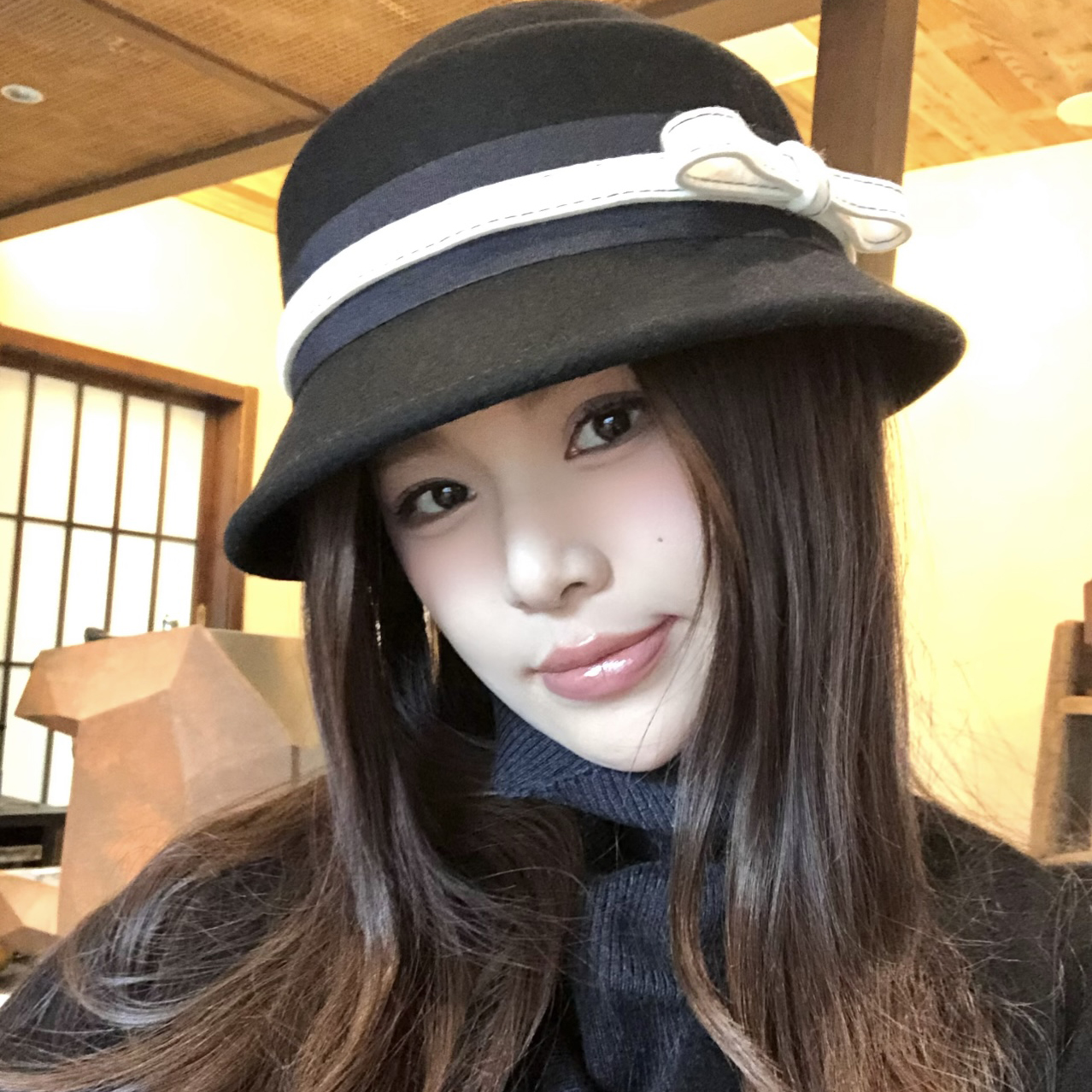 优雅羊毛呢蝴蝶结礼帽