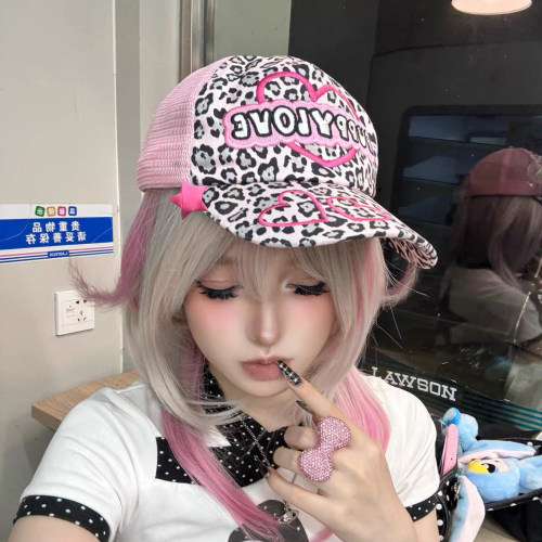 复古豹纹显脸小宽檐软顶棒球帽