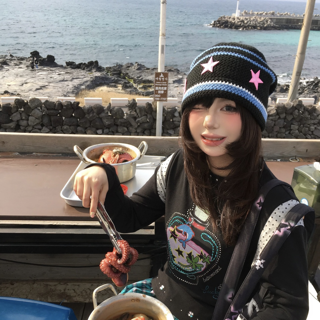 韩系y2k星星针织毛线帽