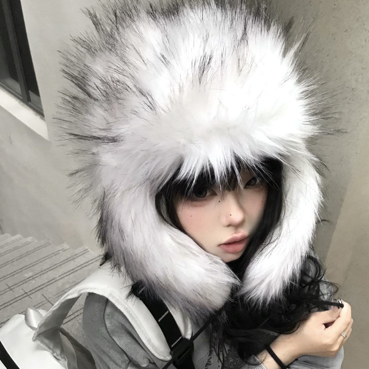 CashTrippy同款超大仿皮草毛毛帽