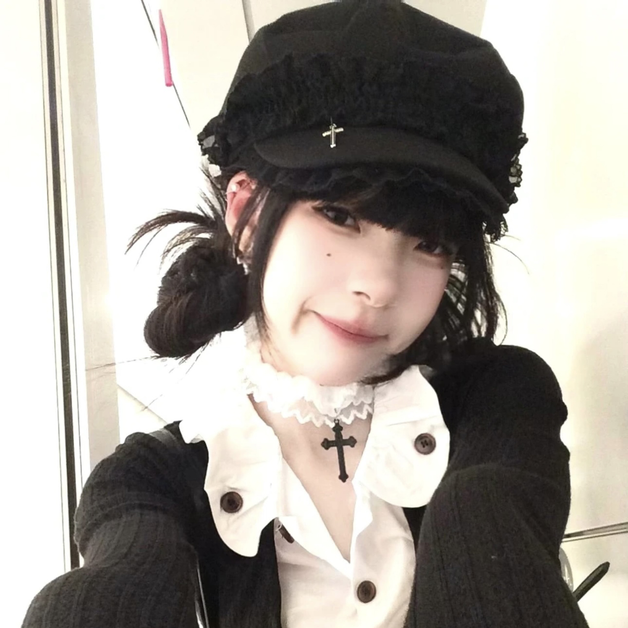 复古平顶鸭舌帽哥特风暗黑帽子女