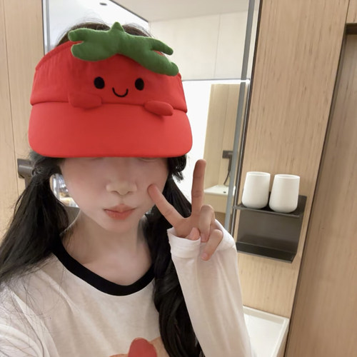 可爱小番茄空顶遮阳防晒小学生帽