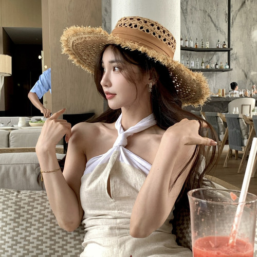 海边拍照度假风草帽女夏沙滩遮阳