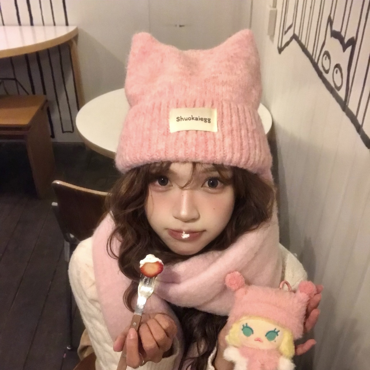 韩版ins可爱猫耳朵针织毛线帽