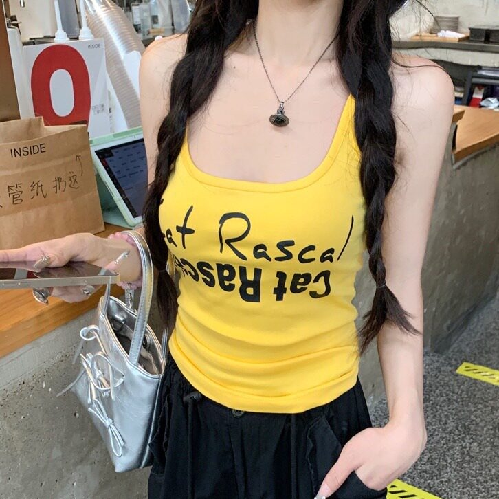 多巴胺甜美吊带背心女带胸垫夏季辣妹直播衣服女主播内搭外穿上衣
