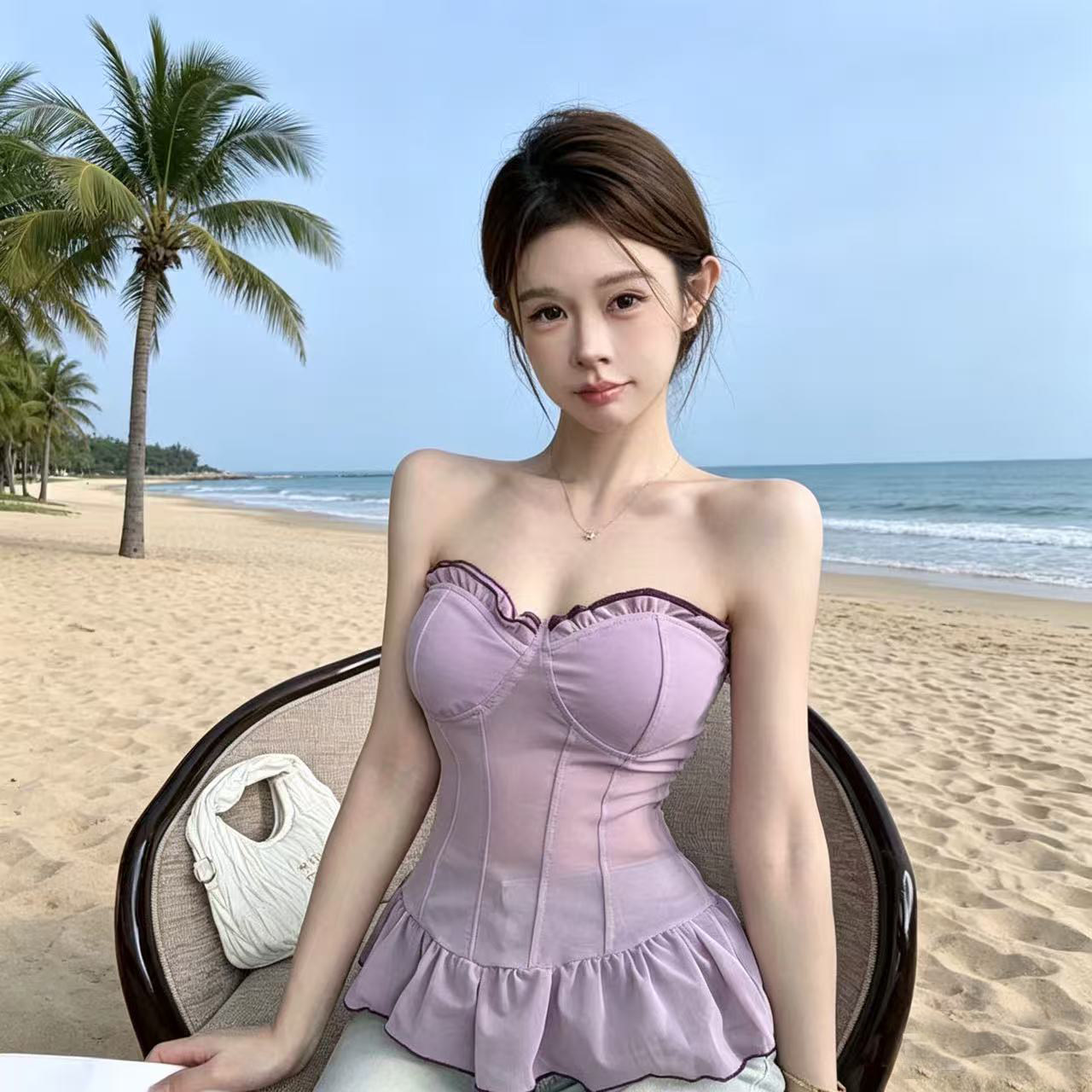 纯欲风性感抹胸夏季法式甜辣美背吊带背心修身显瘦外穿内搭上衣女