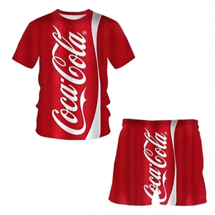 网红搞笑睡衣红牛傻碧可乐饮料3D印花短袖男女夏季个性睡衣套装