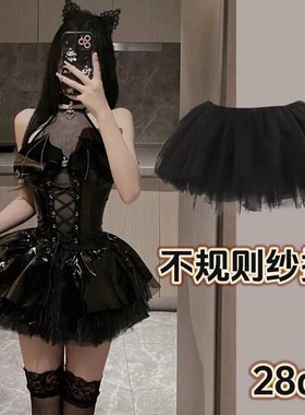 Lolita四层黑色裙撑28cm纱裙cos狗短日常无骨可外穿万圣节蓬蓬裙