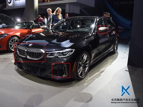 BMW宝马原厂 新3系G20 G28改装M340柿灰色中网 后视镜壳 獠牙套件