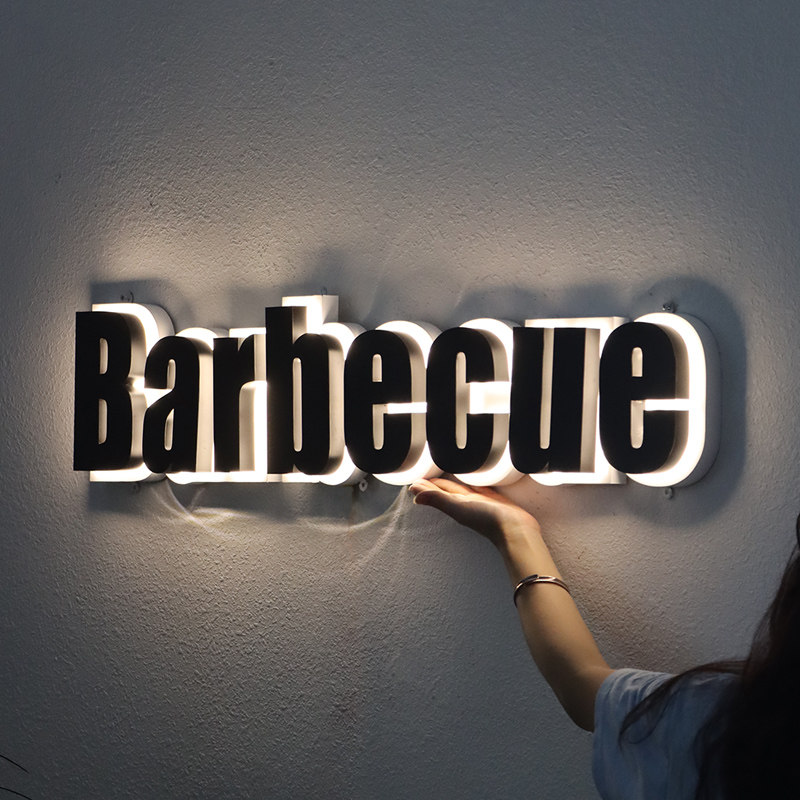 立体背发光字招牌门头 定做灯牌 烤漆镀锌板led灯箱广告牌3层结构