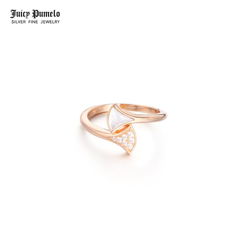 纯银扇形戒指情侣对戒贝母镶嵌钻石日韩轻奢ins时尚个性指环女生