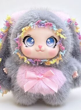 可爱毛绒兔子包挂件大耳花朵
