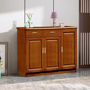 中式实木鞋柜三门收纳柜隔断入户门走廊储物柜对开门透气轻奢鞋柜