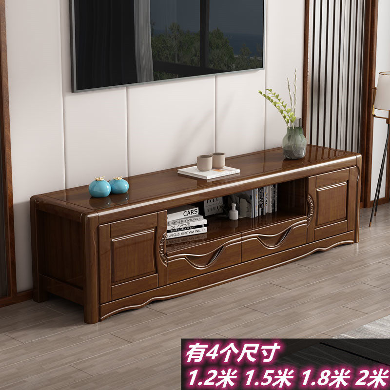 实木电视柜新中式实木小户型卧室1.2m1.5m现代简易简易出租房地柜