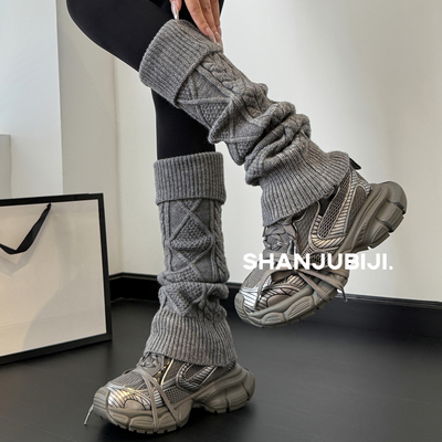 灰色袜套堆堆袜袜子羊毛袜小腿袜