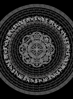 六字真言描金画稿唐卡diy西藏