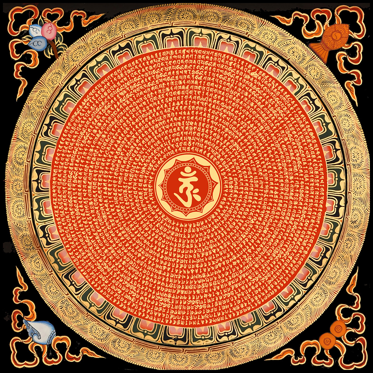 楞严咒 楞严经 描金画稿|静心减压|唐卡涂色|diy手绘填色装饰画