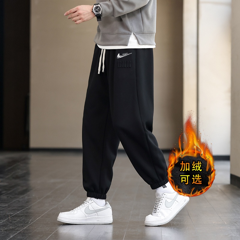 耐克顿大码纯棉卫裤男秋冬季潮牌百搭束脚裤宽松运动潮流休闲长裤