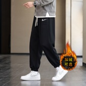 纯棉卫裤 男秋冬季 潮牌百搭束脚裤 耐克顿大码 宽松运动潮流休闲长裤