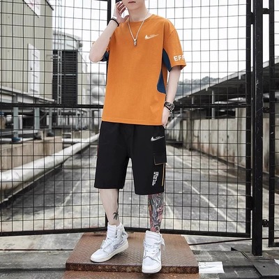 耐克顿纯棉运动套装男夏季新款