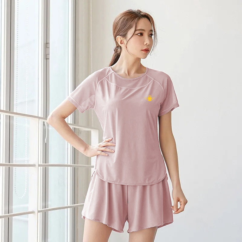 胖MM300斤大码运动套装女夏季薄款速干瑜伽服宽松健身房跑步短裤