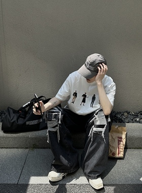 ACME man小众人物印花纯棉垫肩T袖宽松短袖设计感简约高级上衣男