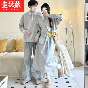 韩系情侣装秋季2025新款韩版小众设计感拼接卫衣外套女一衣一裙潮