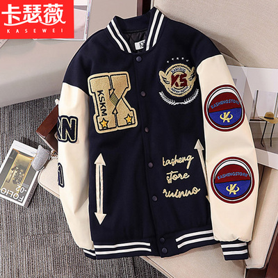 学生情侣款国潮加绒棒球服