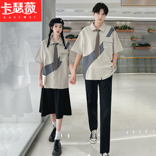 韩版学院风班服套装中小学生校服夏季运动会合唱演出服毕业照短袖