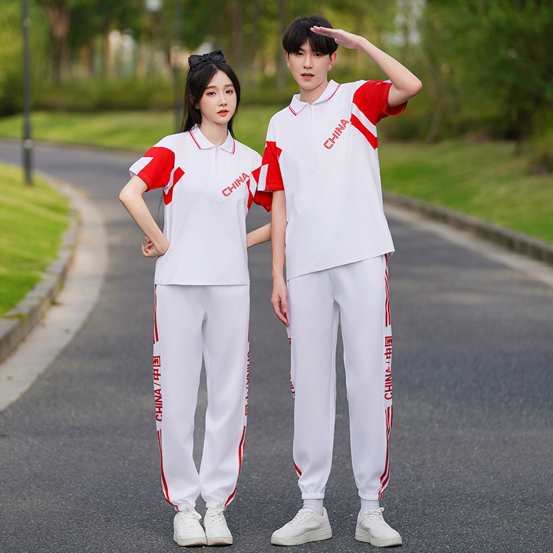 白色短袖t恤班服学院风毕业套装