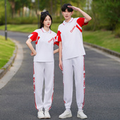 t恤班服学院风毕业套装 夏季 小学生运动会初中高中生中国白色短袖