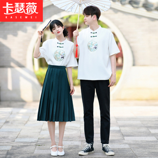 民国复古风高中学生汉服舞台演出服诗歌朗诵大合唱初中生班服套装