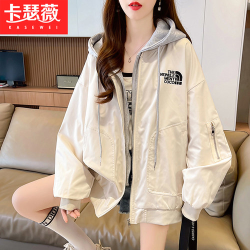连帽棒球服外套少女2025秋季新款初中高中学生宽松假两派克服上衣