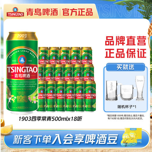 青岛精酿1903啤酒500ml*18听