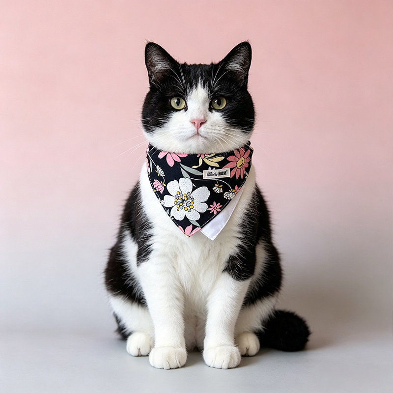 猫咪狗狗三角巾口水巾宠物围脖猫围巾国风卡通印花四季通用防口水