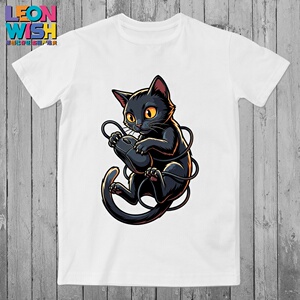 猫捉老鼠标趣味T恤电脑宅打游戏铲屎官喵星人原创LEONWISH体恤