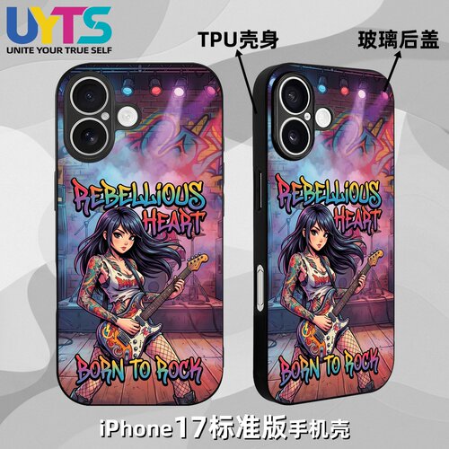 摇滚少女叛逆创意彩绘涂鸦音乐节微露性感iPhone17苹果UYTS手机壳