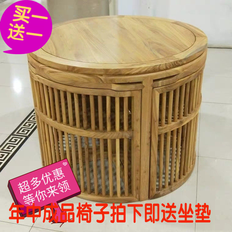 老榆木新中式茶桌椅組合餐桌椅成套禅意家具會客桌椅免漆燙蠟圓桌在類目 住宅傢俱, 成套傢俱, 餐廳成套傢俱, 餐桌+餐椅中 - 來自Buy2taobao.com提供專業的淘寶代購服務