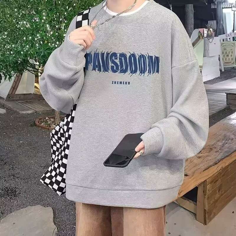 春秋薄款圆领卫衣男士港风潮牌